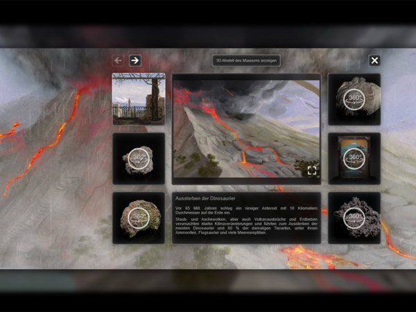 Animierte 3-D-Projektion eines eruptierenden Vulkans 