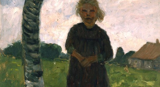 Moormädchen neben einem Birkenstamm, © Otto Modersohn Museum