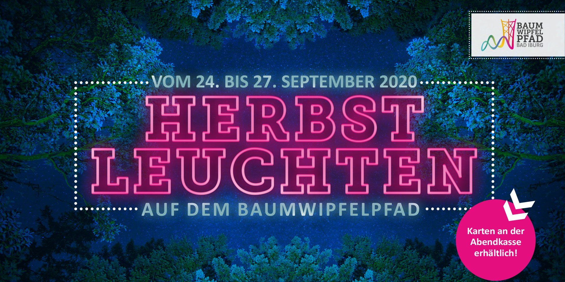 Veranstaltungsbild vom Herbstleuchten auf dem Baumwipfelpfad, © Baumwipfelpfad Bad Iburg 