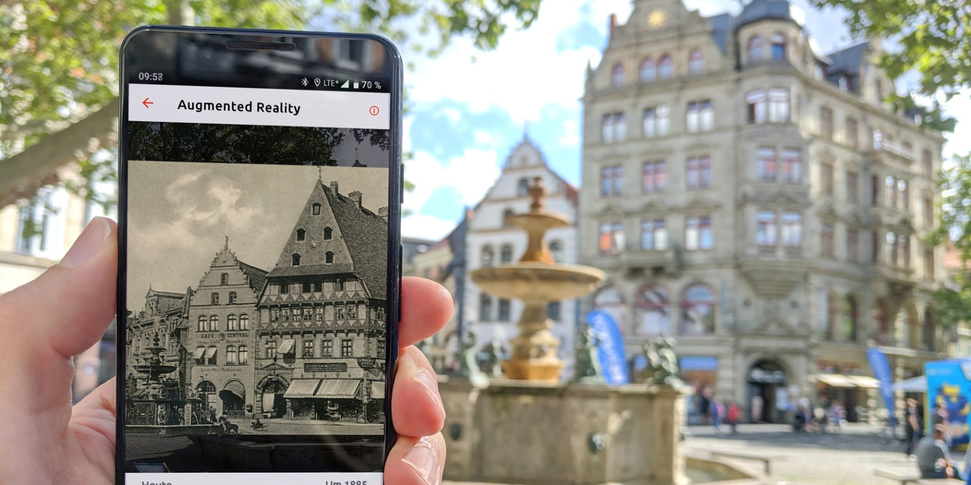 Augmented-Reality-Szenario „Früher/Heute“ , © Braunschweig Stadtmarketing GmbH/Heiner Grote