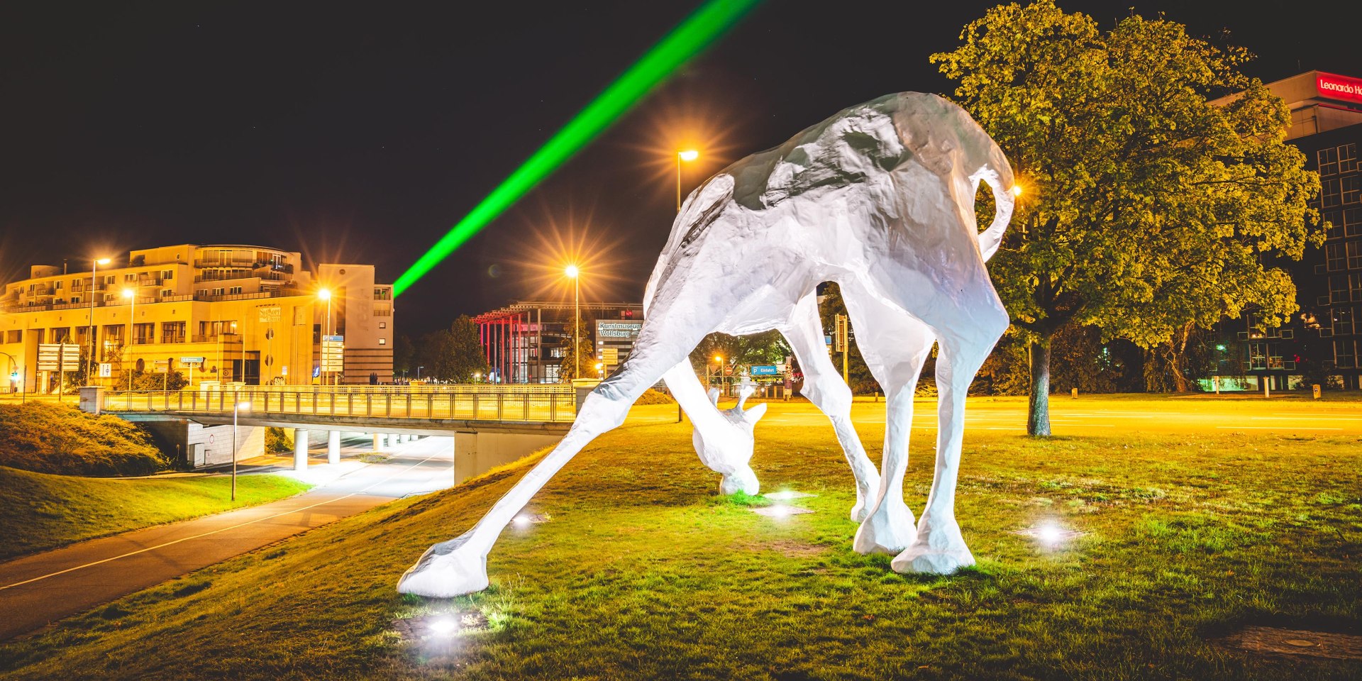 Giraffe vor dem Laserstrahl, © Julian Huke Photography