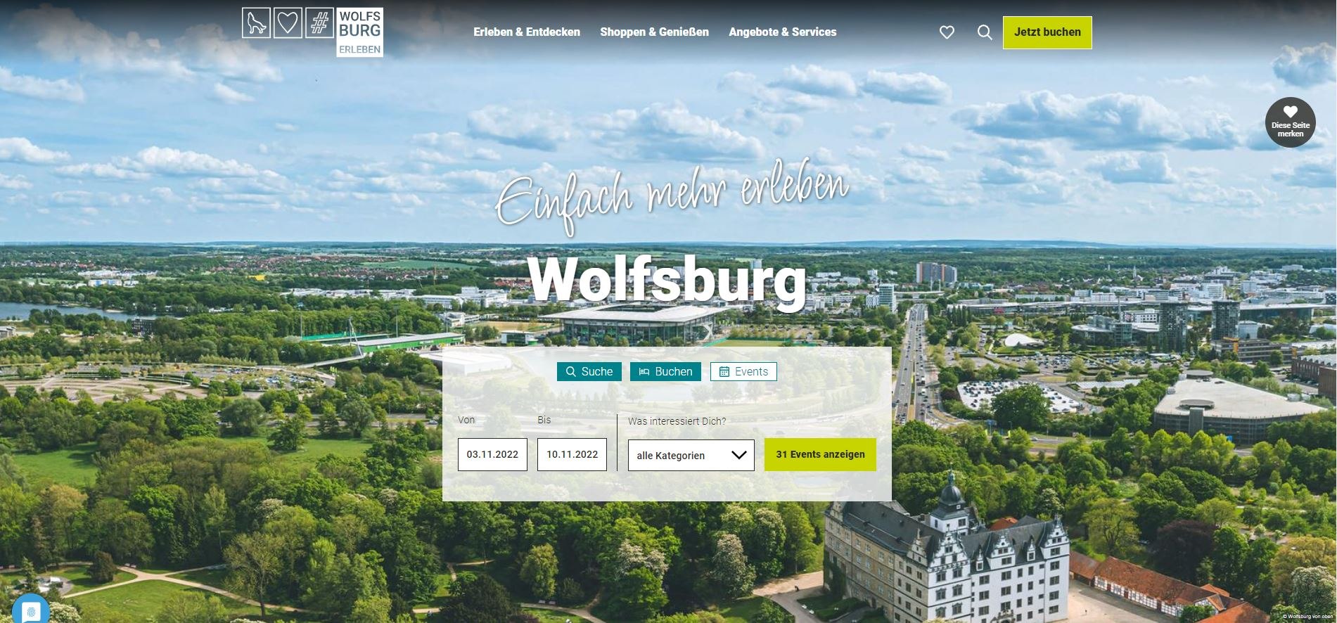 „Wolfsburg erleben“- Portal, © WMG Wolfsburg