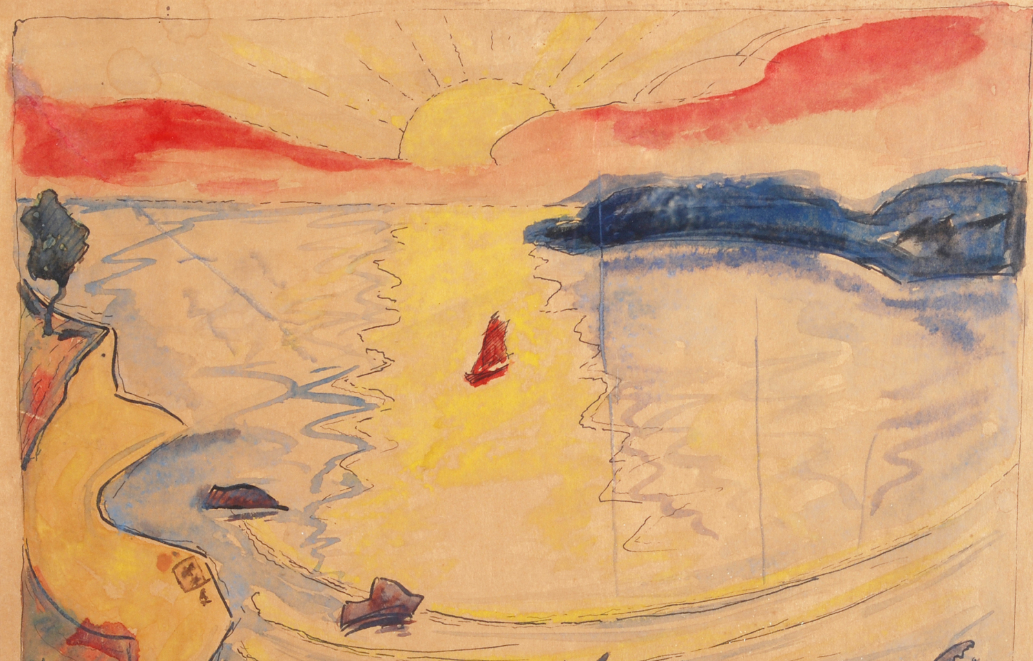 Emma Ritter, Steilufer auf Rügen, um 1916, Aquarell, © Landesmuseum Kunst und Kultur Oldenburg/Sven Adelaide