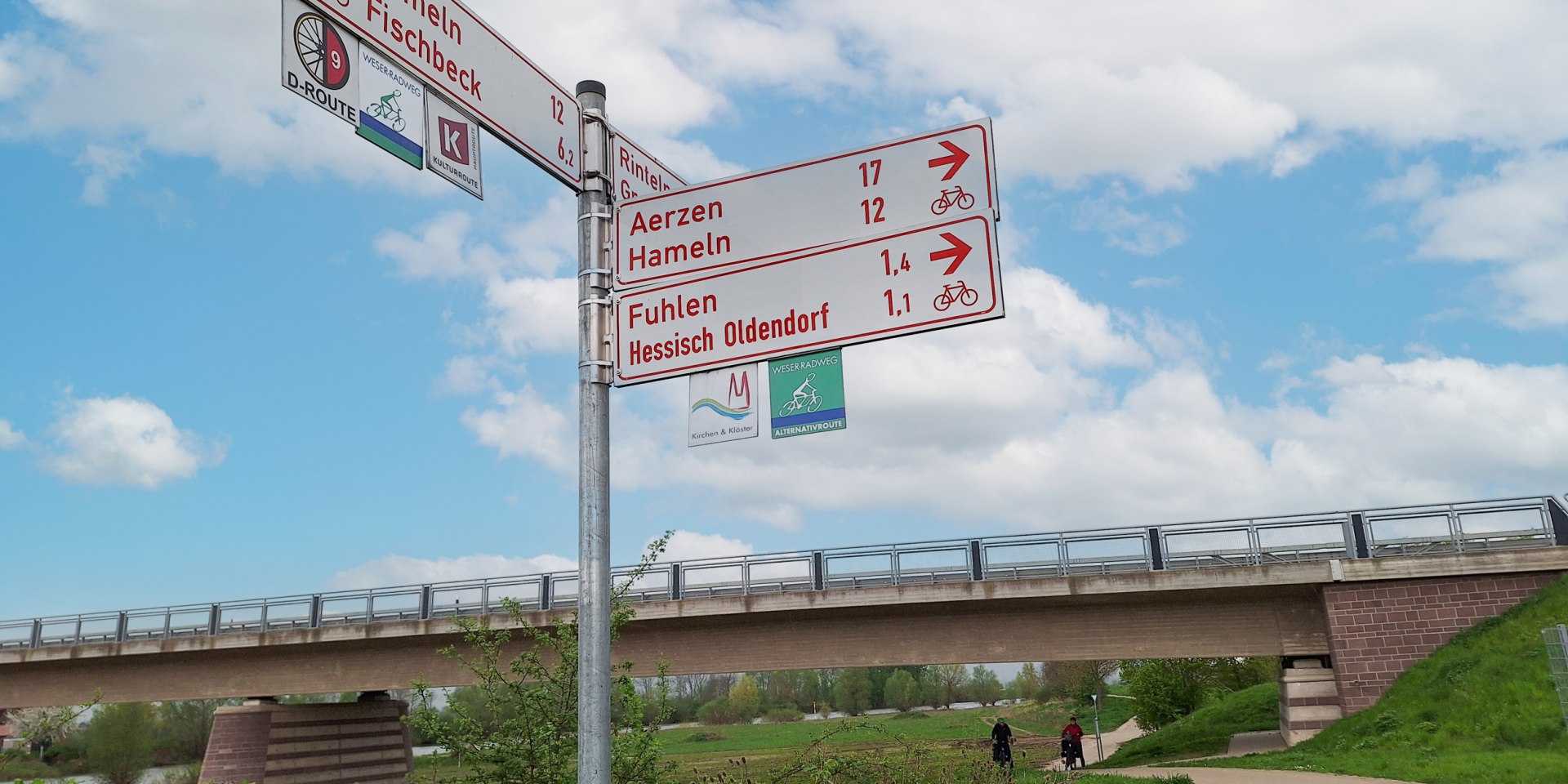 Neues Routenlogo für den Weser-Radweg mit der Haupt- und Alternativroute , © Weserbergland Tourismus e.V.