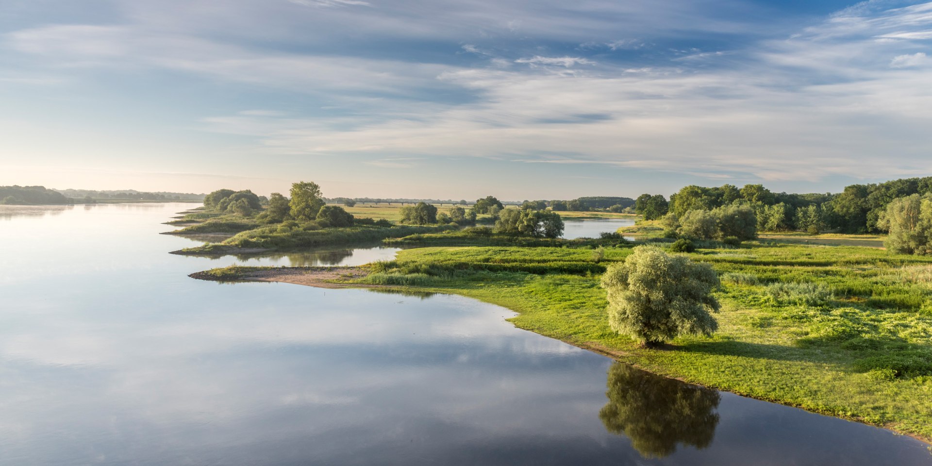 Blick auf die ruhige Elbe bei Morgenstimmung, © TourismusMarketing Niedersachsen GmbH / Dieter Damschen