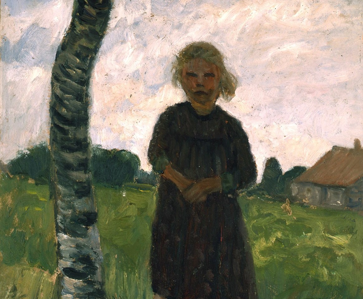 Moormädchen neben einem Birkenstamm, © Otto Modersohn Museum