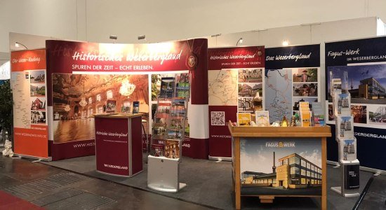 Messestand des Weserbergland Tourismus e.V. auf der ABF Hannover 2020, © Weserbergland Tourismus e.V.